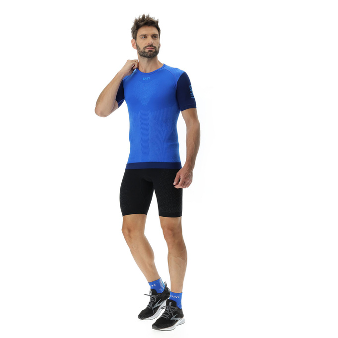 Laufshirt UYN Man Running PB42 OW Shirt SH_SL Strong Blue/Peacot