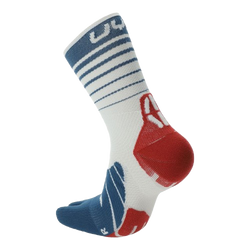 Outdoor Socks UYN Man Runner's Five Socks White/Blue Poseidon/Red