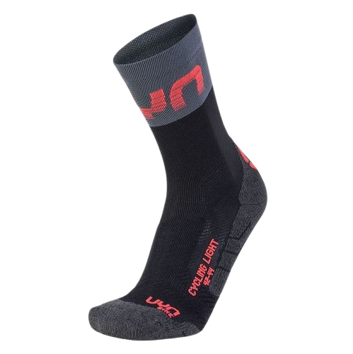 Cycling Socks UYN Man Cycling Light Socks Black/Grey/Hibiscus