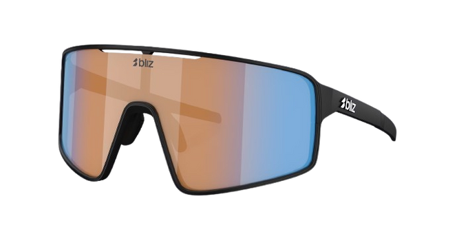 Sunglasses BLIZ P001 Matte Black Frame / Coral/Orange Mirror Blue Lenses