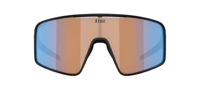Sunglasses BLIZ P001 Matte Black Frame / Coral/Orange Mirror Blue Lenses