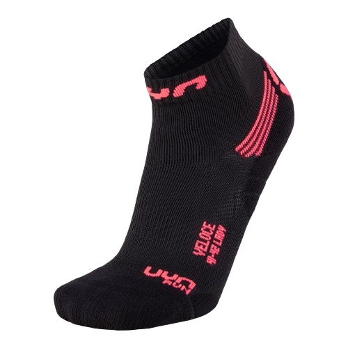 Laufsocken UYN Run Veloce Woman Black/Coral Fluo