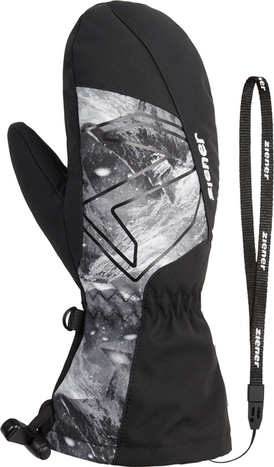 Gloves Ziener Lavalino-z As® Aw Mitten Glove Junior Unisex Black Grey Mountain Print - 2025/26