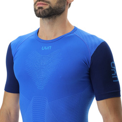 Laufshirt UYN Man Running PB42 OW Shirt SH_SL Strong Blue/Peacot