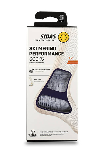 Skisocken Sidas Ski Merino Performance Light Grey/Coral - 2025/26