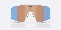 Sunglasses BLIZ P001 Frame Matte White with N_O_N Coral/Orange Mirror Blue Lenses