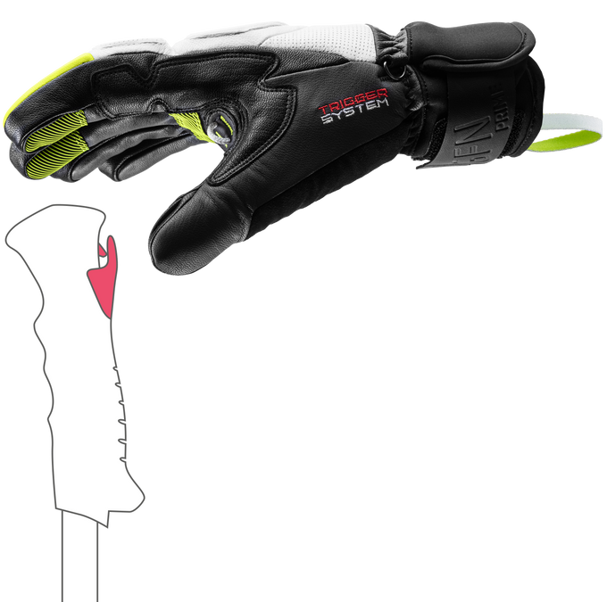 Gloves LEKI Griffin Prime 3D White/Neon - 2025/26