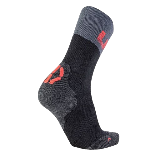 Radsocken UYN Man Cycling Light Socks Black/Grey/Hibiscus