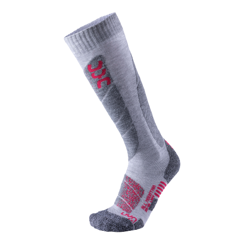 Ski socks UYN Ski All Mountain Woman Light Grey Melange/Coral - 2025/26