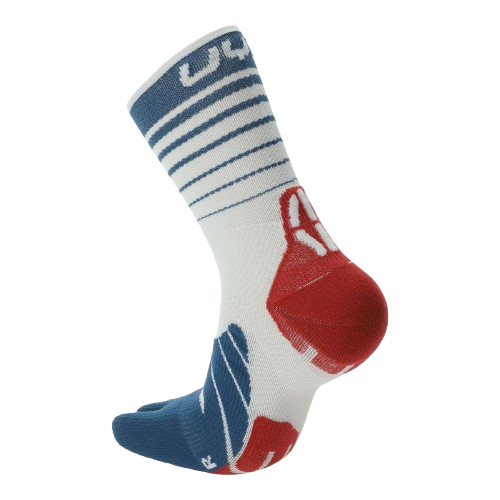 Outdoor Socks UYN Man Runner's Five Socks White/Blue Poseidon/Red