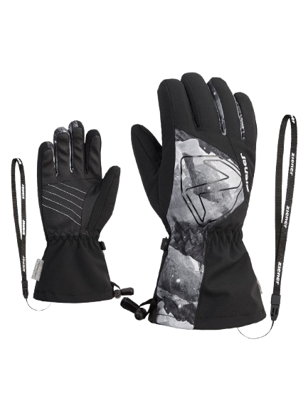 Gloves Ziener Laval-z As® Aw Glove Junior Unisex Black Grey Mountain Print - 2025/26